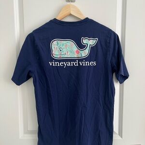 Vineyard Vines Navy Tee with Floral Whale